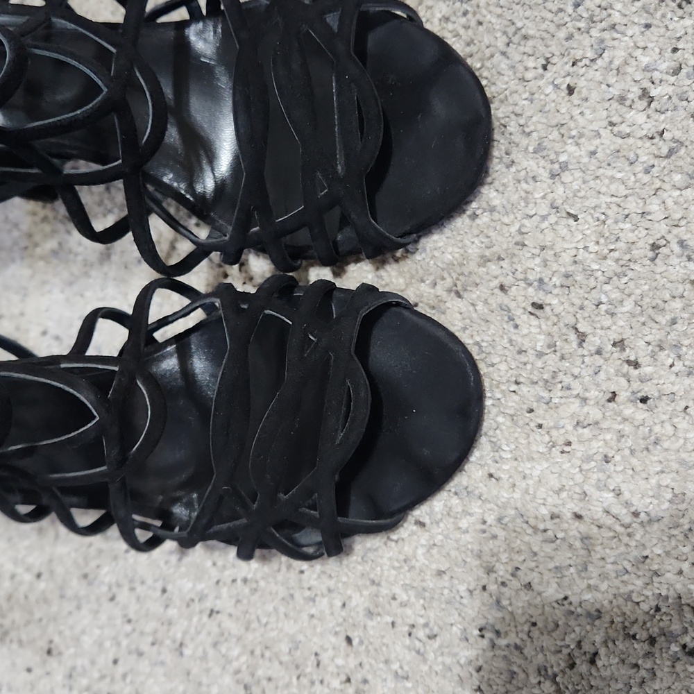 Hermès Moon Sandal Strappy Suede Heel Size 39 1/2 Authentic - Picture 15 of 16